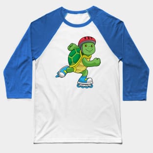 Turtle as Skater with Inline skates & Helmet Baseball T-Shirt